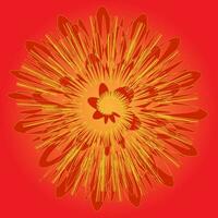 Vector abstract pattern in the form of a large bright flower on a red background