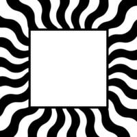 Vector square frame in the form of wavy black lines on a white background