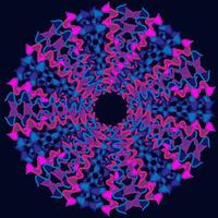 Vector abstract pattern in the form of a round purple mandala on a blue background