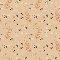 Coffee beans seamless pattern hand drawn vector background. Repeating backdrop heap coffee Java bean aromatic hot drink for wrapping, paper, template, label, card ,flyer, textile. Design element