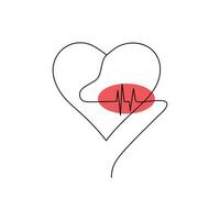 One-line continuous heart-shape vector illustration and love-shape drawing outline style art