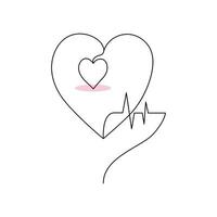 Continuous one-line heart-shape drawing and love-shape single-line art illustration vector