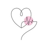 Continuous one-line heart-shape drawing and love-shape single-line art illustration vector