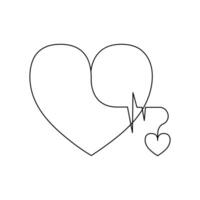Continuous one-line heart-shape drawing and love-shape single-line art illustration vector