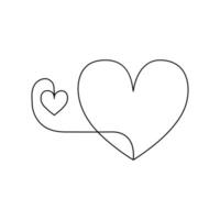 Continuous one-line heart-shape drawing and love-shape single-line art illustration vector