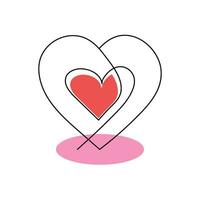 One-line continuous heart-shape vector illustration and love-shape drawing outline style art