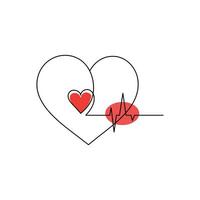 Continuous one-line heart-shape drawing and love-shape single-line art illustration vector