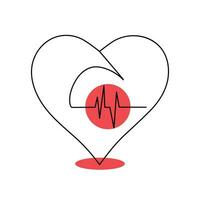 One-line continuous heart-shape vector illustration and love-shape drawing outline style art