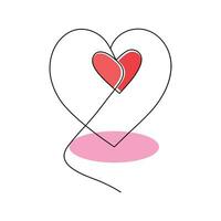 One-line continuous heart-shape vector illustration and love-shape drawing outline style art