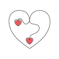 One-line continuous heart-shape vector illustration and love-shape drawing outline style art