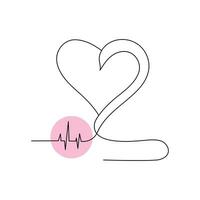 Continuous one-line heart-shape drawing and love-shape single-line art illustration vector