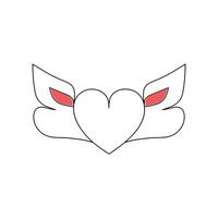 One-line continuous heart-shape vector illustration and love-shape drawing outline style art