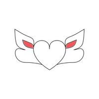 One-line continuous heart-shape vector illustration and love-shape drawing outline style art