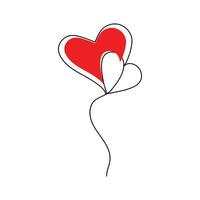 One-line continuous heart-shape vector illustration and love-shape drawing outline style art