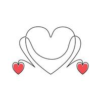 One-line continuous heart-shape vector illustration and love-shape drawing outline style art