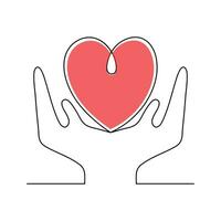 One-line continuous heart-shape vector illustration and love-shape drawing outline style art