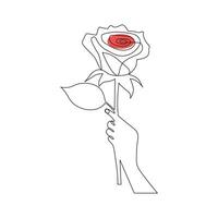 una línea continuo Rosa flor dibujo y linea sola estilo contorno vector Arte ilustración