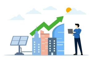 el concepto de verde energía y eléctrico poder industria, sostenible economía con renovable energía y natural recursos, ambientalmente simpático natural energía y eléctrico poder industria. vector. vector