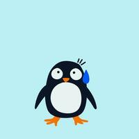 vector plano linda pingüino ilustración con pastel antecedentes