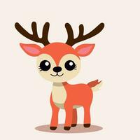 vector flat cute deer illustration with pastel background