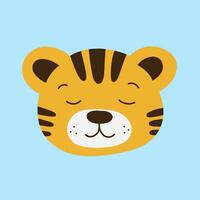 vector flat cute tiger illustration with pastel background