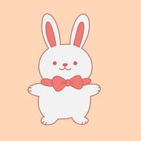 vector flat cute rabbit illustration with pastel background