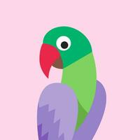 vector flat cute parrot illustration with pastel background