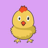 vector flat cute chicken illustration with pastel background