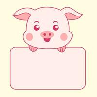 vector flat cute pig illustration with pastel background