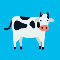vector flat cute cow illustration with pastel background