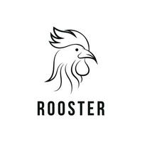 Chicken head logo design ideas, minimalist line rooster head logo design ideas vector