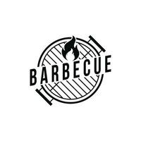 Barbecue grill logo design idea vector template