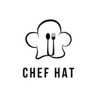 Chef hat logo design idea with spoon and fork symbol vector