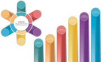 Multi colored pie chart by bar graphs vector