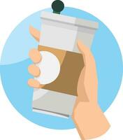 Coffee cup delivery hand icon. lunch linear style sign for mobile concept and web design. Take coffee simple line vector. illustration graphics. vector