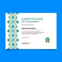 Islamic Ornament Certificate Template Design vector