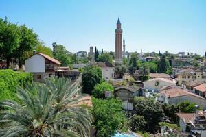 View from the observation deck on the roofs of the old buildings of the old city of Kaleici in Antalya, Turkey. photo