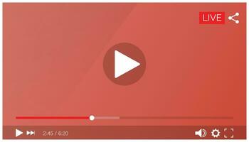 Live video player social media template for web vector illustration