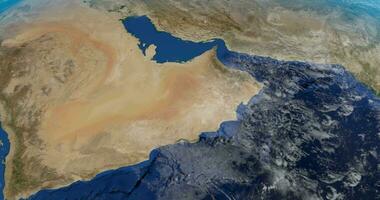 saudi árabe península en tierra planeta en rotación desde un satélite ver video