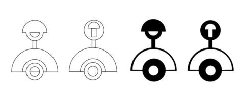 Illustrations of scooter or earring accessory pattern icons, in silhouette vector