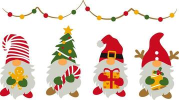cute christmas gnomes collection vector