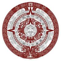 Vector design of Aztec calendar, monolithic disk of the ancient Mexica, sun stone of the Aztec civilization