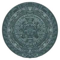 Vector design of Aztec calendar, monolithic disk of the ancient Mexica, sun stone of the Aztec civilization