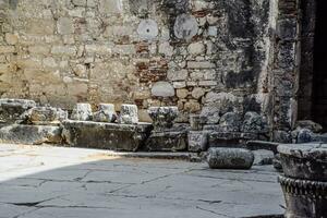 The building of Church of St Nicholas in Turkey, Demre. Walls, antique columns photo