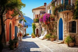 ai generado vistoso casas en el isla de burano, Venecia, Italia, ai generado foto