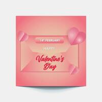 Beautiful happy valentine's day design vector template. Happy Valentine's Day text with pink splatter background.