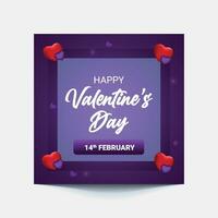 purple blurred happy valentine's day with heart bokeh background social post or web banner vector