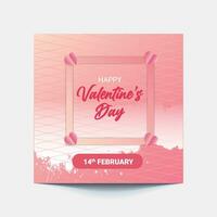 Beautiful happy valentine's day design vector template. Happy Valentine's Day text with pink splatter background.