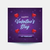 purple blurred happy valentine's day with heart bokeh background social post or web banner vector