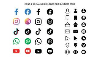 Icons and Social Media Logos for business card vector